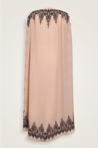 Rose Lace Powder Silk Abaya - 4
