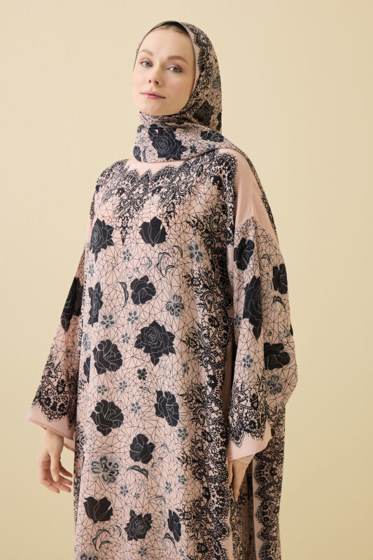 Rose Lace Powder Silk Dress - 3