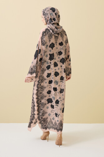 Rose Lace Powder Silk Dress - 5