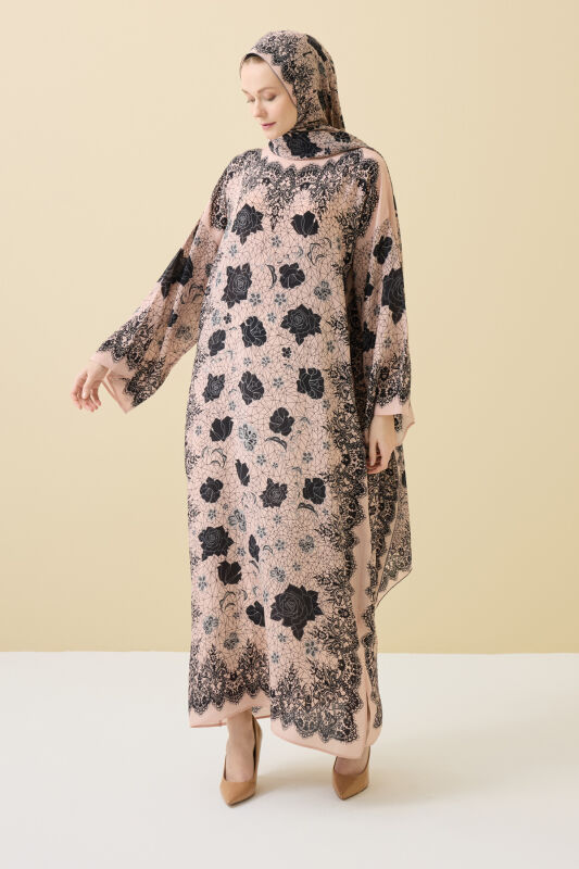 Rose Lace Powder Silk Dress - 4