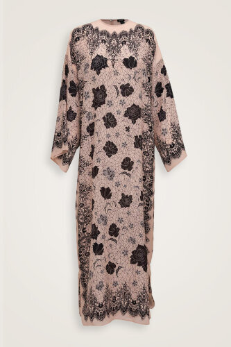 Rose Lace Powder Silk Dress - 2