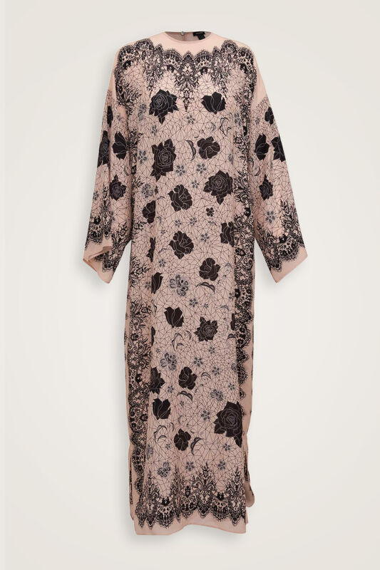 Rose Lace Powder Silk Dress - 2