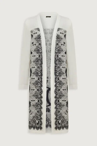 Rose Lace White Knit Cardigan - 2