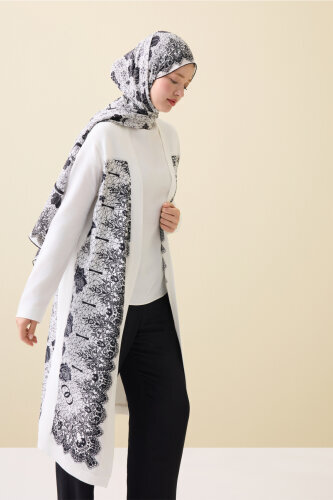 Rose Lace White Knit Cardigan - 5