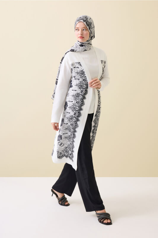 Rose Lace White Knit Cardigan - 1