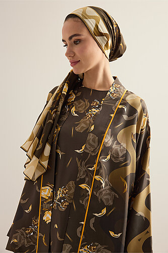 Rose of Faith Brown Twill Silk Sleeveless Blouse 