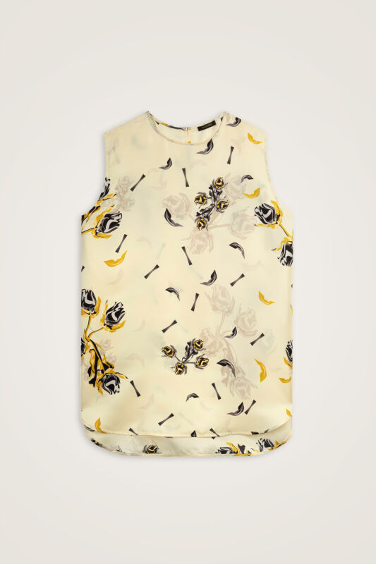 Rose of Faith Yellow Twill Silk Sleeveless Blouse - 1