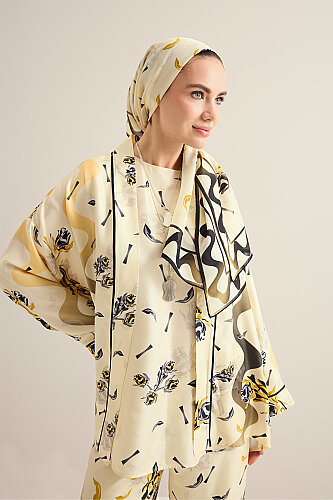 Rose of Faith Yellow Twill Silk Sleeveless Blouse - 1