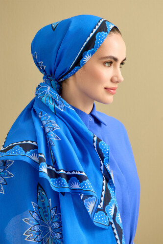 Rosebud Road Flosh Viscose Shawl Blue - 1