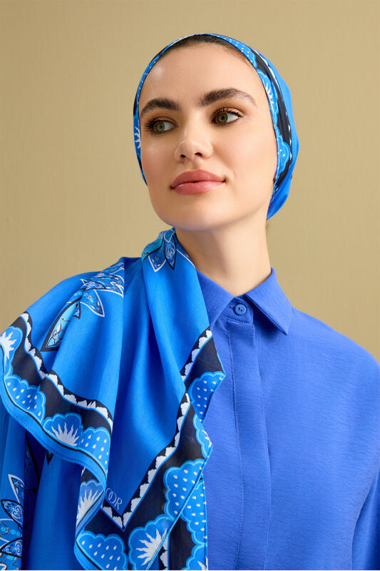 Rosebud Road Flosh Viscose Shawl Blue - 5