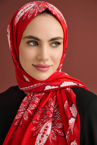 Rosebud Road Flosh Viscose Shawl Red 