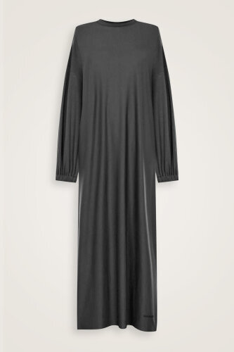 Round Neck Black Combed Cotton Dress 