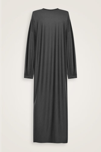 Round Neck Black Combed Cotton Dress - 2