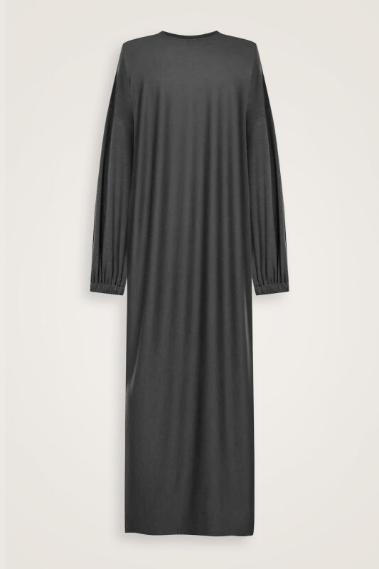 Round Neck Black Combed Cotton Dress - 2