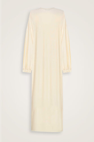 Round Neck Dark White Combed Cotton Dress - 2