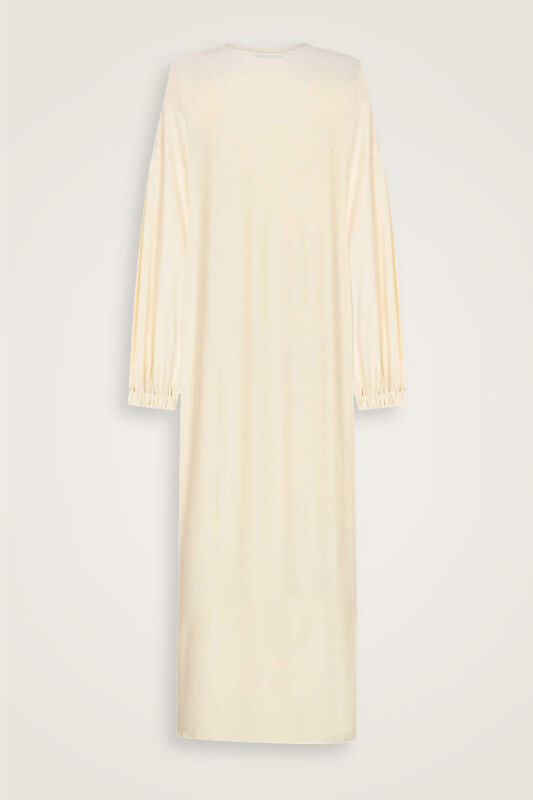 Round Neck Dark White Combed Cotton Dress - 2
