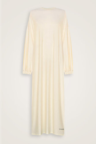 Round Neck Dark White Combed Cotton Dress 