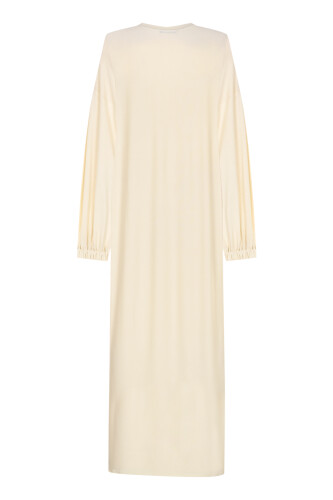 Round Neck Dark White Combed Cotton Dress - 2