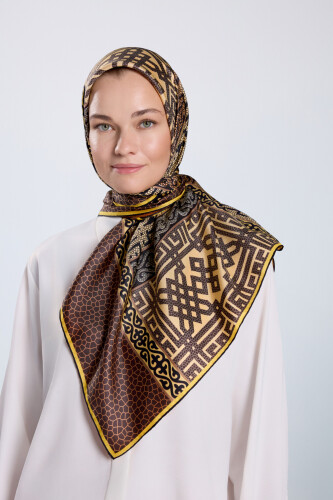 Rug Beige-Orange Double-Sided Twill Silk Scarf 