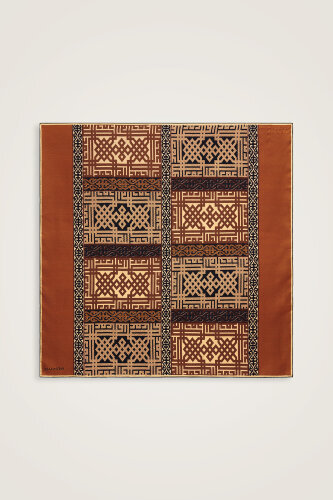 Rug Beige-Orange Double-Sided Twill Silk Scarf - 3