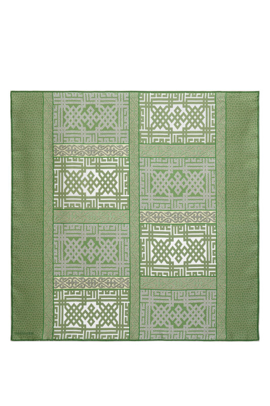 Rug Green-Beige Double-Sided Twill Silk Scarf - 1