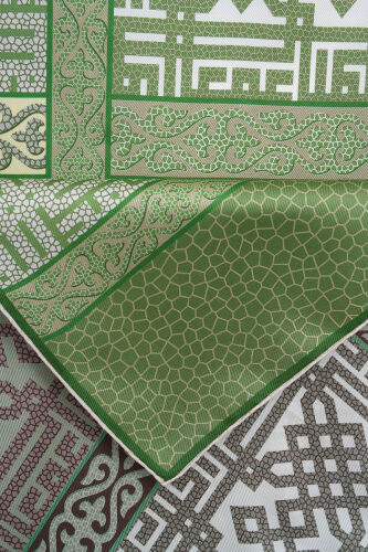 Rug Green-Beige Double-Sided Twill Silk Scarf - 3