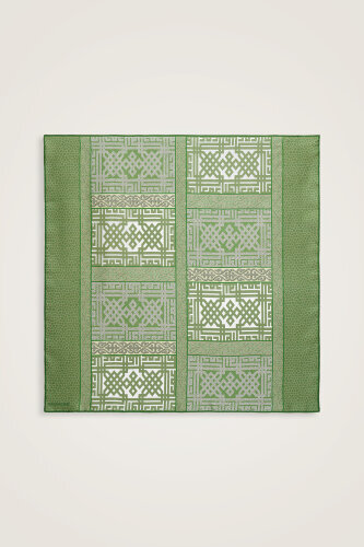Rug Green-Beige Double-Sided Twill Silk Scarf - 2