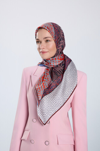 Rug Red-Blue Double-Sided Twill Silk Scarf 