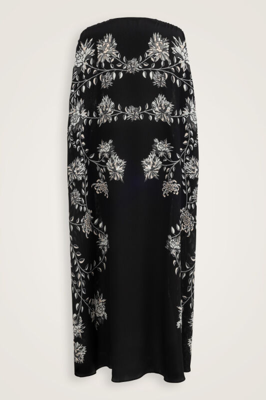 Şakayık Siyah-Gri İpek Abaya - 6