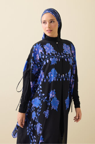 Şakayık Siyah-Saks İpek Abaya - Imannoor (3)