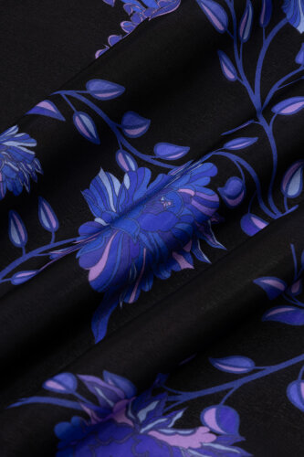 Şakayık Siyah-Saks Krep İpek Abaya Şalı 70x210 - Imannoor (4)