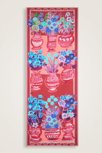 Saksılar Pembe Pamuk İpek Şal 70x210 - 2