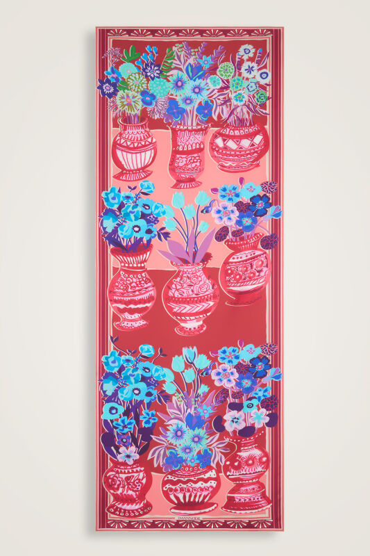 Saksılar Pembe Pamuk İpek Şal 70x210 - 2