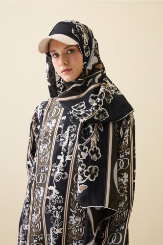 Salıncak Kahve Krep İpek Şal 70x210 - Imannoor (1)