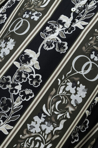 Salıncak Manşet Detaylı Kahve-Siyah Patlı Tivil İpek Elbise - 6