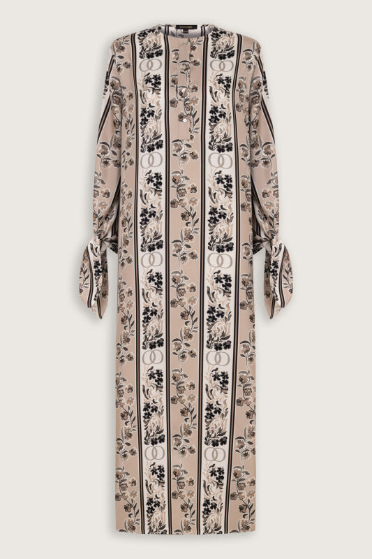 Salıncak Manşet Detaylı Pudra Patlı Tivil İpek Elbise - 2