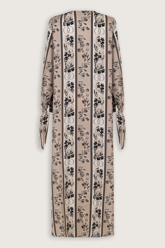 Salıncak Manşet Detaylı Pudra Patlı Tivil İpek Elbise - 4