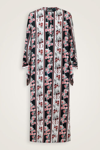 Salıncak Manşet Detaylı Siyah-Bordo Patlı Tivil İpek Elbise - Imannoor (2)