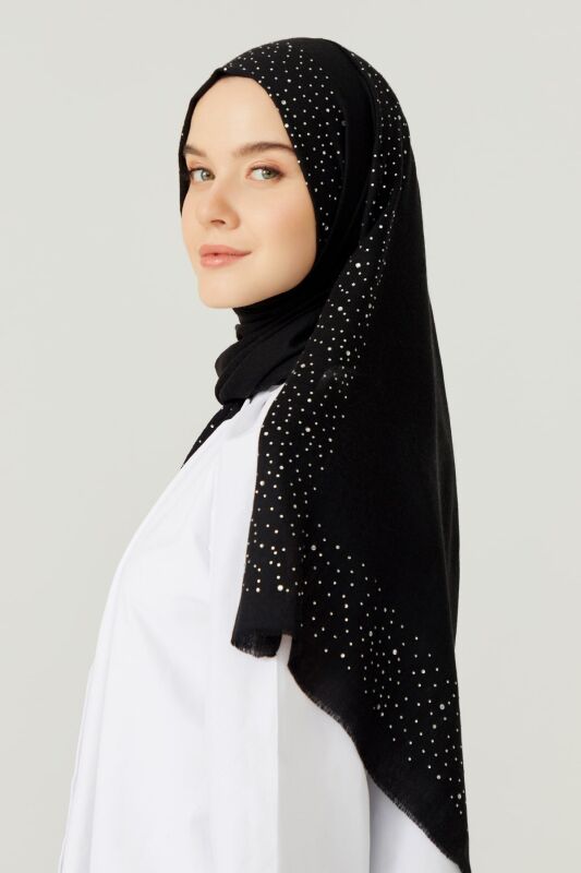 Samyeli Wool Silk Shawl Black - 4