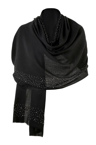 Samyeli Wool Silk Shawl Black - 7