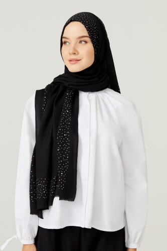Samyeli Wool Silk Shawl Black - 1