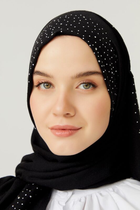 Samyeli Wool Silk Shawl Black - 5