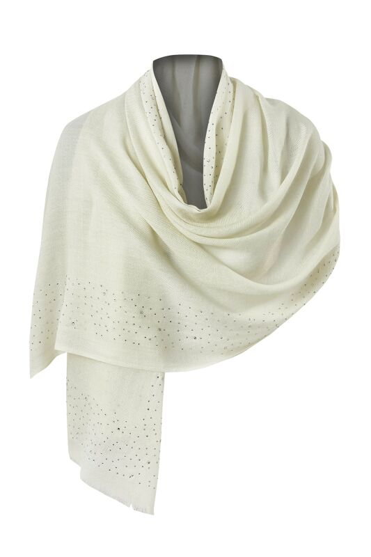 Samyeli Wool Silk Shawl Cream - 6