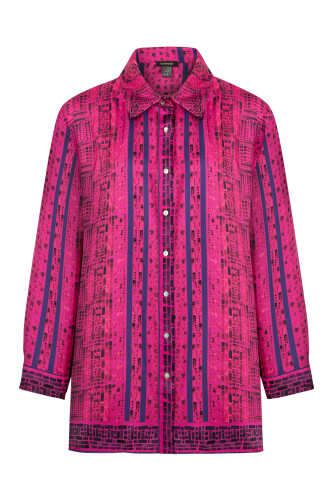 San A Silk Shirt Purple - 1
