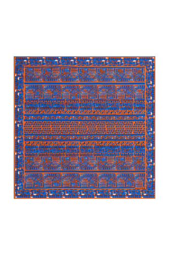 San A Silk Twill Scarf Blue 