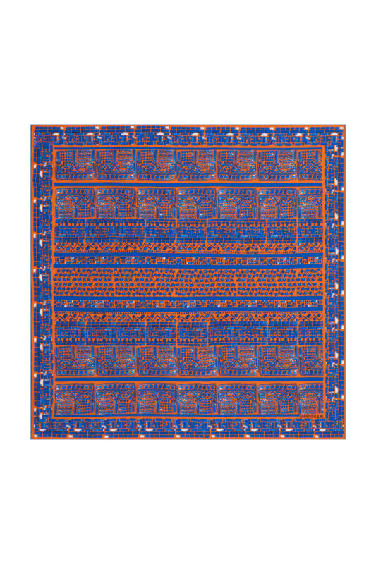 San A Silk Twill Scarf Blue - 1