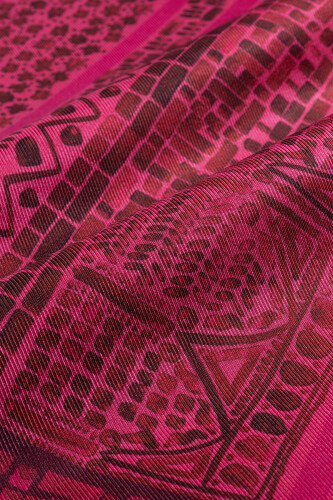 San A Silk Twill Scarf Fuchsia - 2