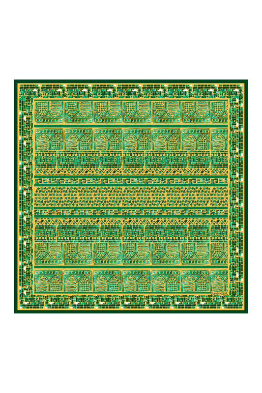 San A Silk Twill Scarf Green - 1