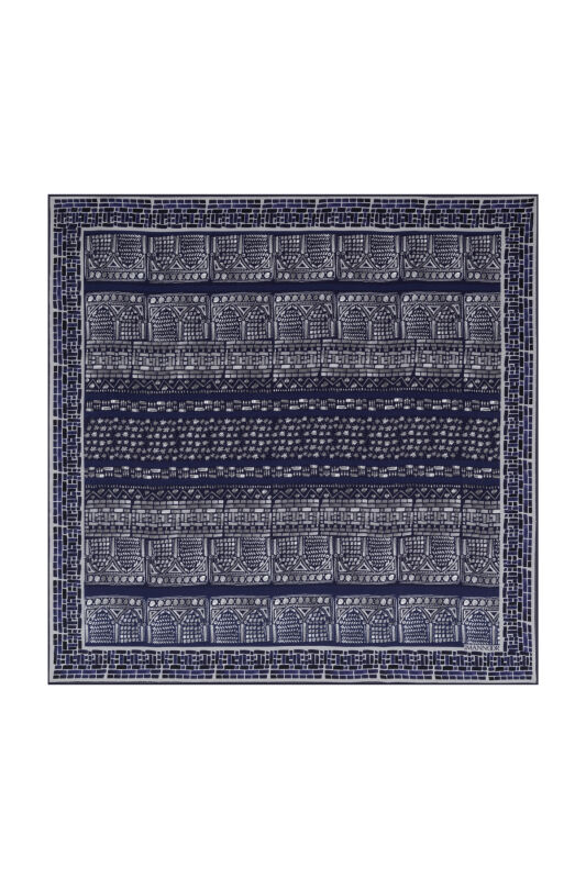 San A Silk Twill Scarf Navy - 1