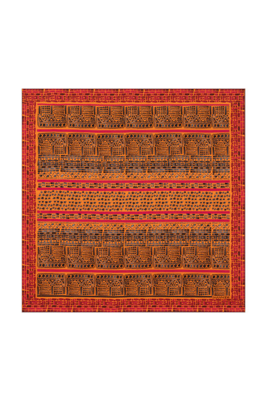 San A Silk Twill Scarf Orange - 1